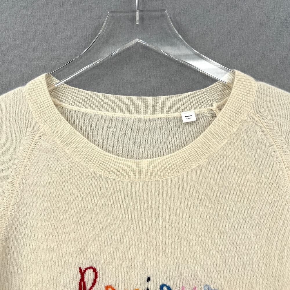 CHINTI AND PARKER Bonjour Cashmere Sweater Womens Large Cream Crew Neck FLAWED - Picture 5 of 16